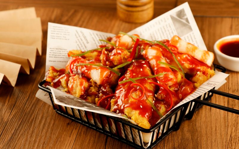Korean Gochujang Boneless Wings over